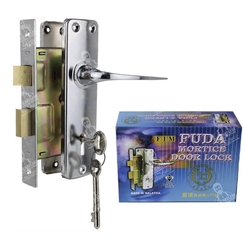 FUDA 2 LEVER MORTICE LOCK Mortise Grill Door 2 Lever Handle Lock Kunci ...