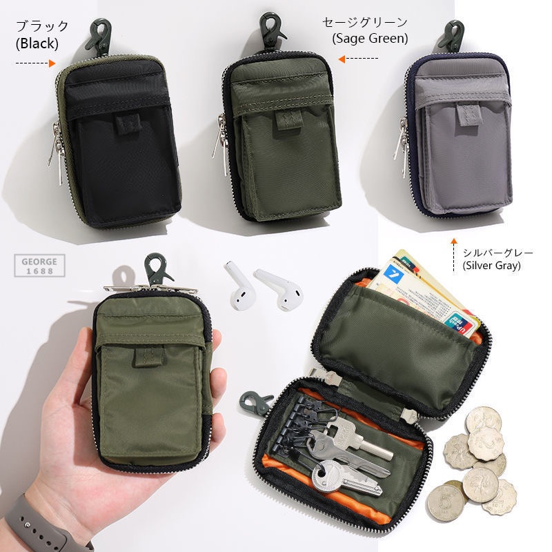 Japanese Style Casual Hook Key Case Nylon Waterproof Coin Purse Card ...