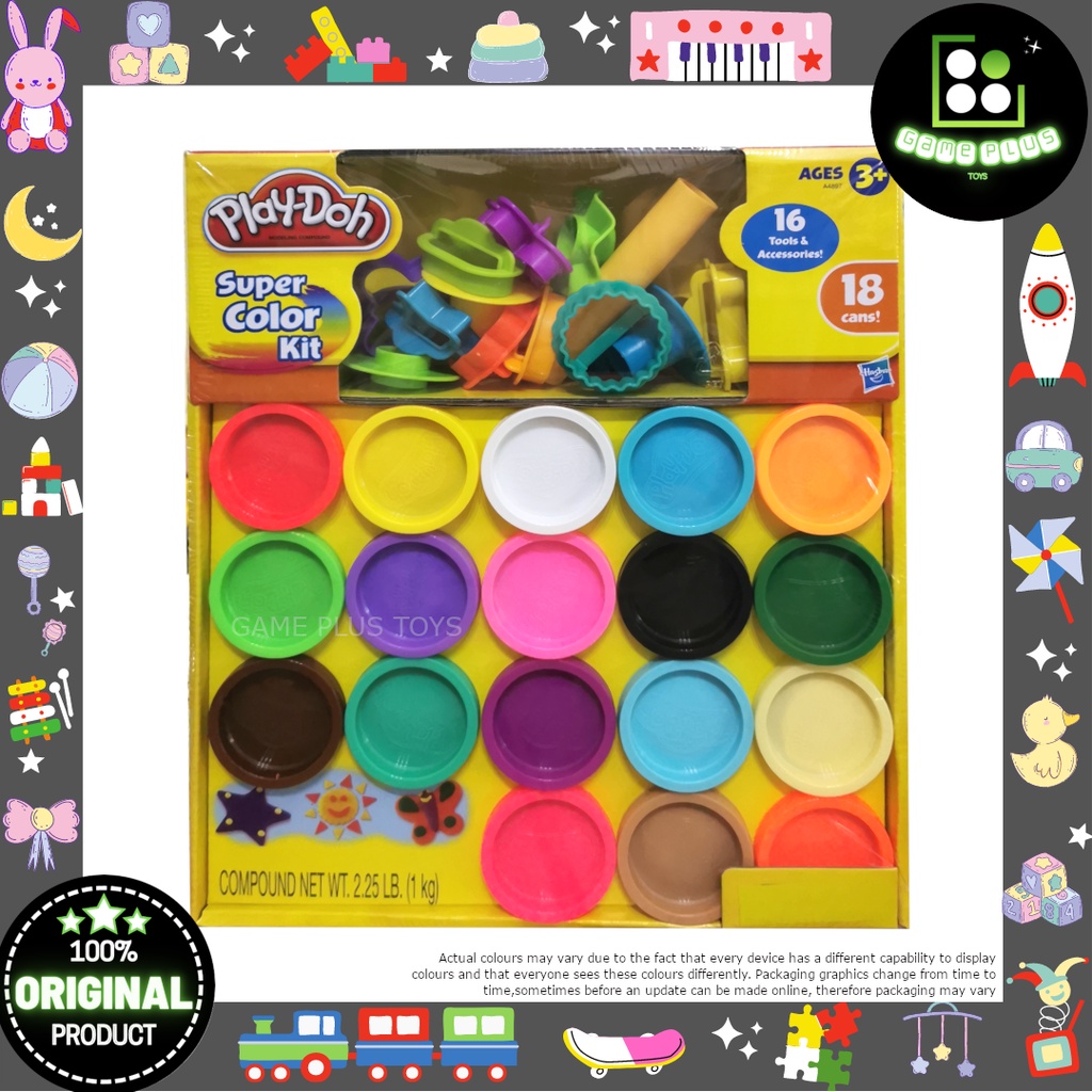 Play-Doh Super Color Kit (18 colors and 16 accessories) | Shopee Malaysia