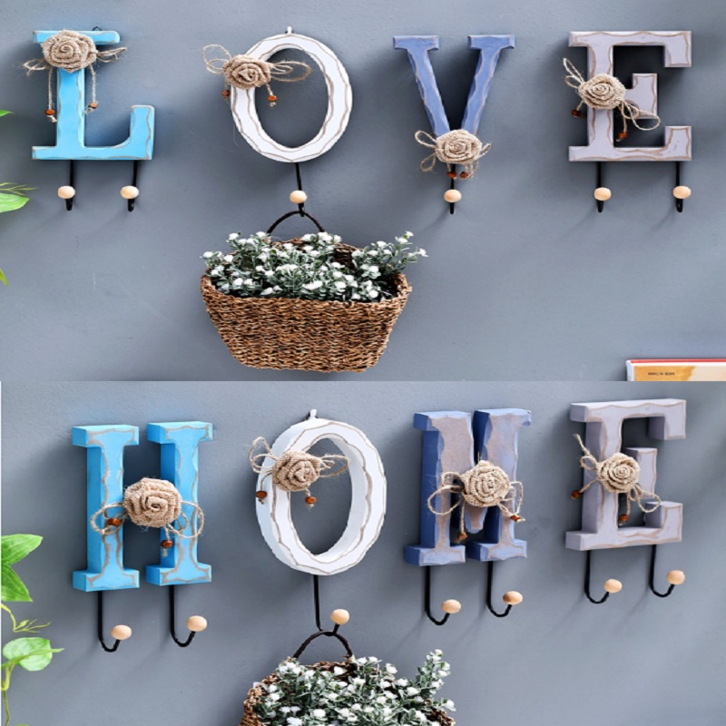 4PCS/SET Decoration Decorate Home Lining Decorative Creative Wood Bathroom Wall Hook Coat Hook