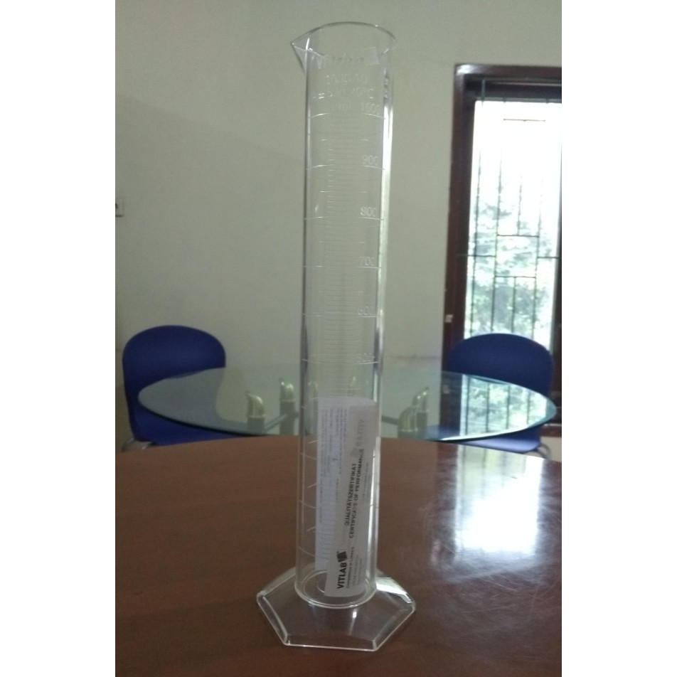 1 Liter PMP Jar Hydrometer Measuring Tube Vitlab Measuring Cylinder For