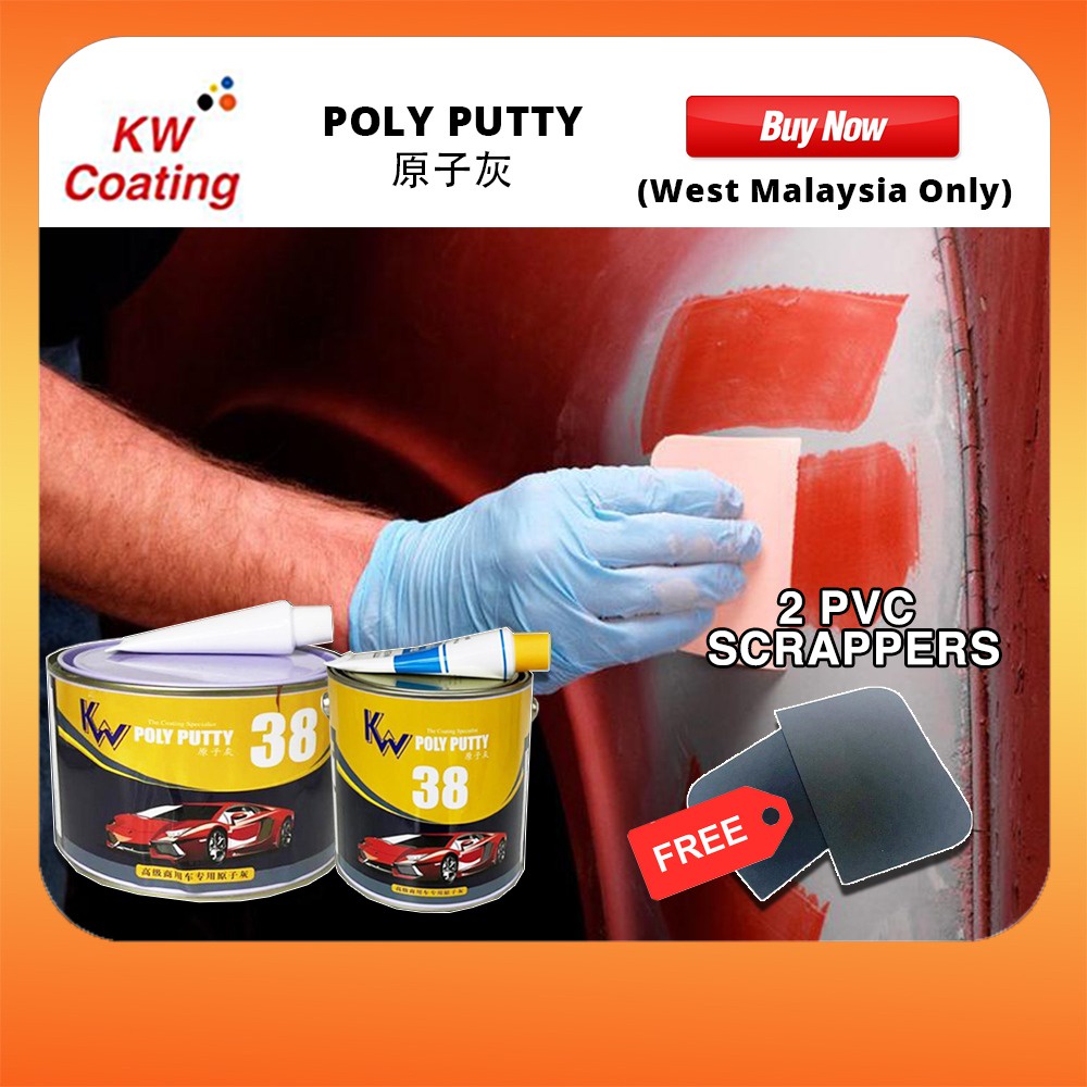 KW 38 Poly Putty Car And Hardener Poly Putty Grey Cement Kereta