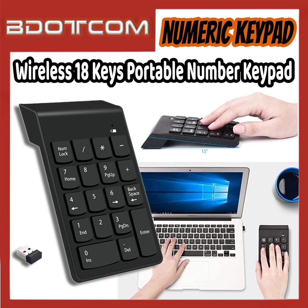 [Ready Stock] Wireless Numeric Keypad 18 Keys Portable Number Numpad ...