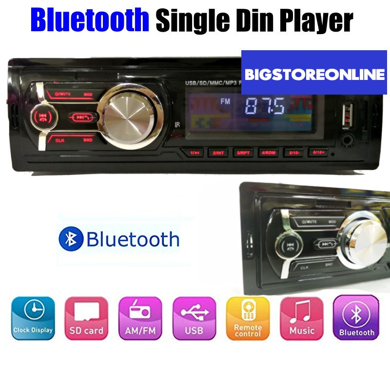Car Bluetooth Radio Player Single Din Mp3 Player Aux Receiver FM