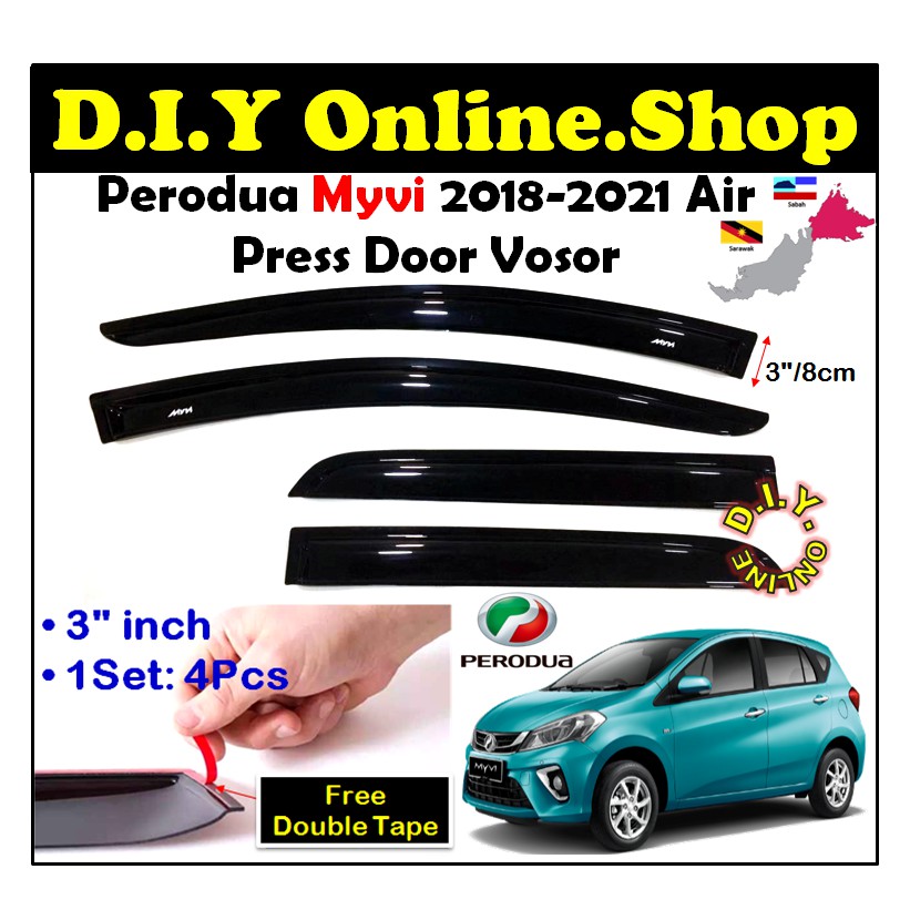 PERODUA MYVI NEW 2018-2021 DOOR VISOR / AIR PRESS | Shopee Malaysia