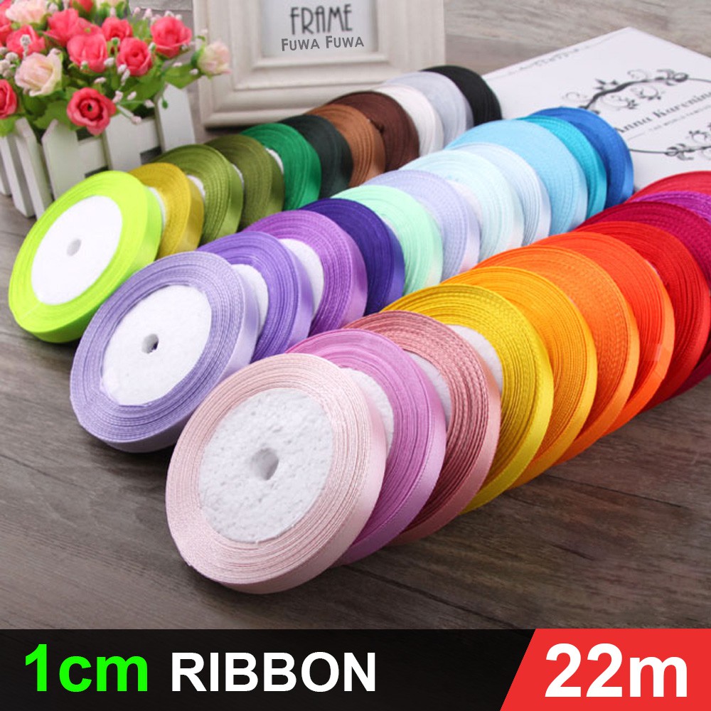 【22m/Roll】1CM Premium Ribbon Satin Silk Organza Riben Reben Gift Flower ...