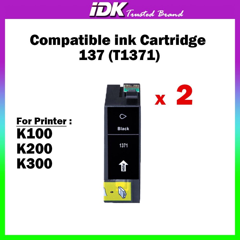 {2 pcs} Compatible Ink Cartridge 137 T1371 1371 (Black) For Epson K100 ...