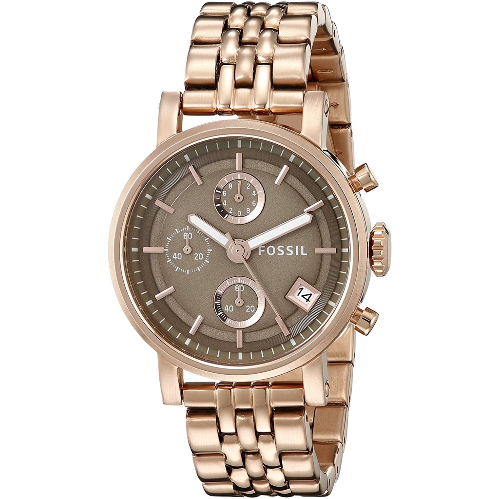 Authentic Fossil Women Boyfriend Rose Gold Stainless Steel Watch ES3494 ...