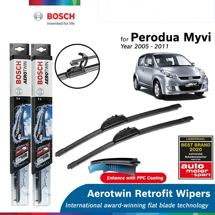 Bosch Aerotwin Retrofit U Hook Wiper Set for Perodua Myvi 1st Gen