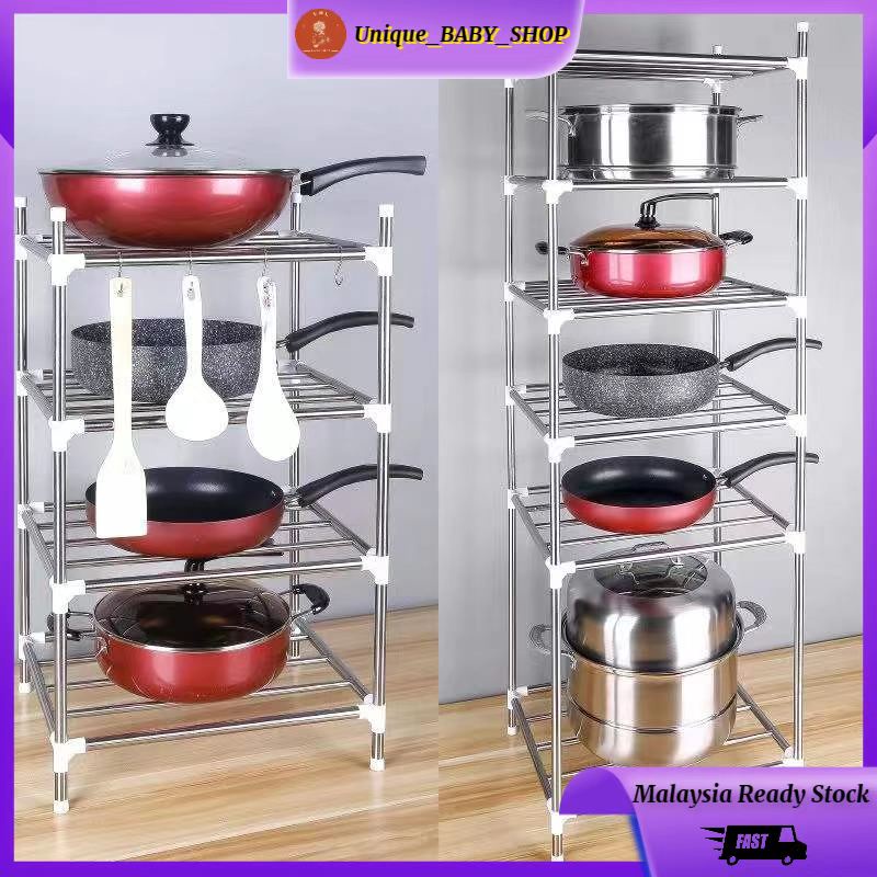 NOW OFFER Kitchen Stainless Steel Pot Rack Kitchen Rack Pan Rak Dapur ...