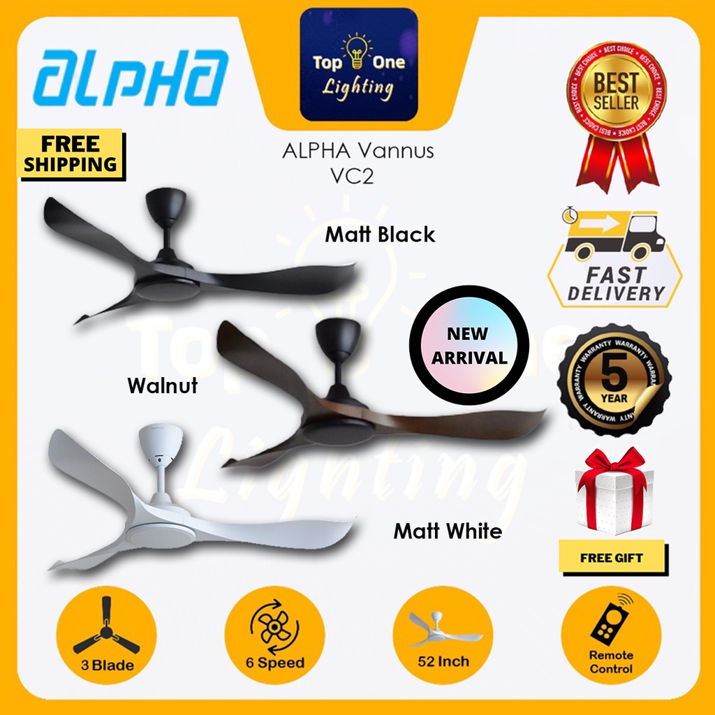 ALPHA VANNUS VC2 / VC2 LED 52"Ceiling Fan 3 Blades DC Motor Remote
