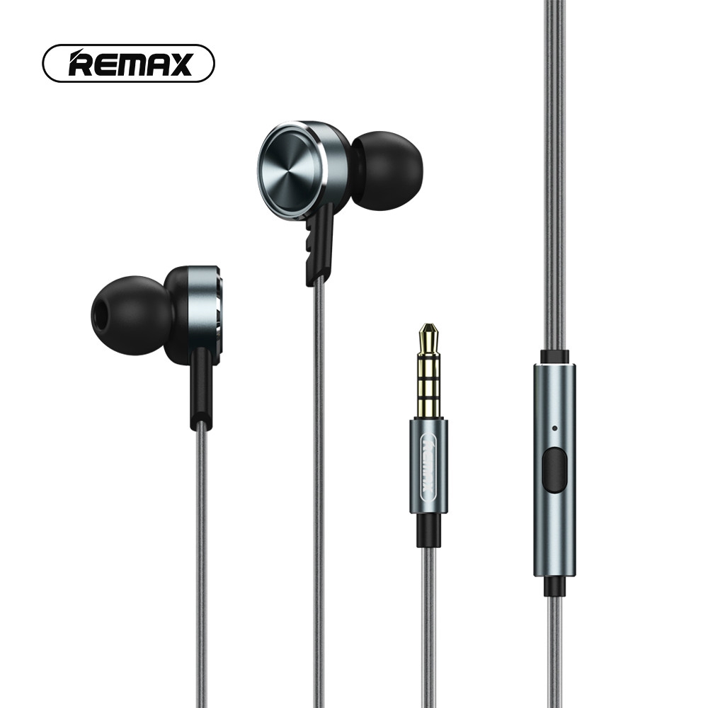 REMAX RM 620 1.2m Deep Bass Stereo audio wired in ear headphone music call mobile phone headset one button control