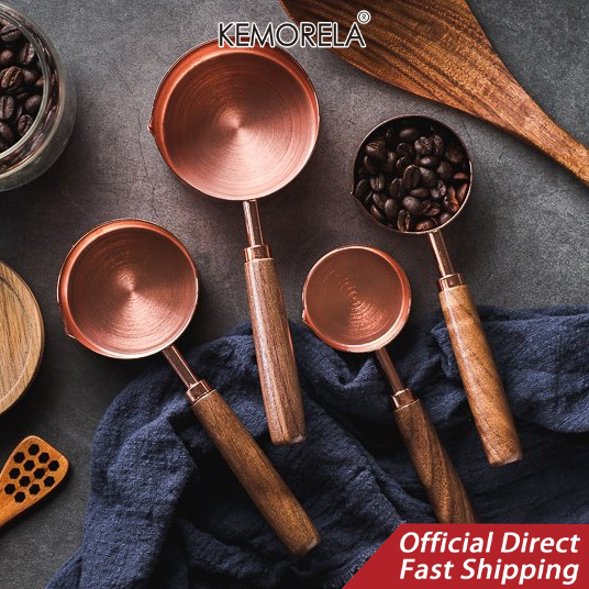 KEMORELA Rose Gold Stainless Steel Measuring Cups And Spoon Scoop Set ...