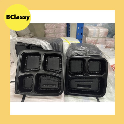TAGE TFSQ4C lunch box 3&4 compartment Polyethylene Microwave Reheattable [50pcs] Disposable