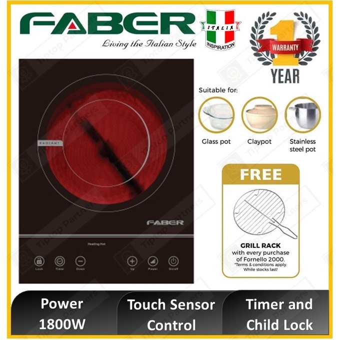 Faber Ceramic Infrared Single Stove Electric Cooker FCC FORNELLO 2000