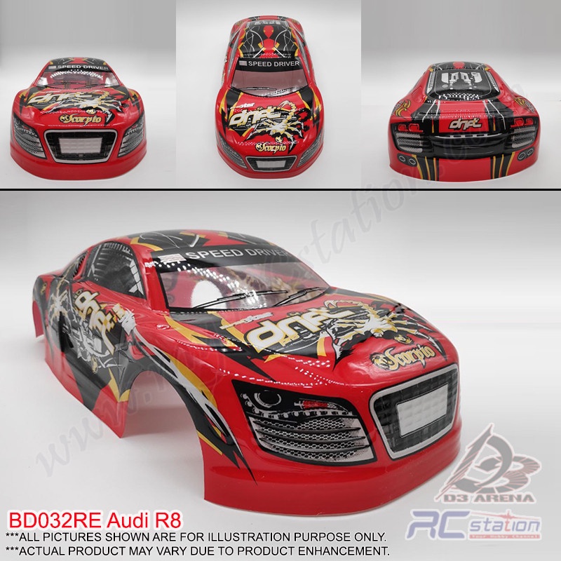 PVC 1/10 Body Shell - Audi R8 W:190 WB:260 - BD032 | Shopee Malaysia