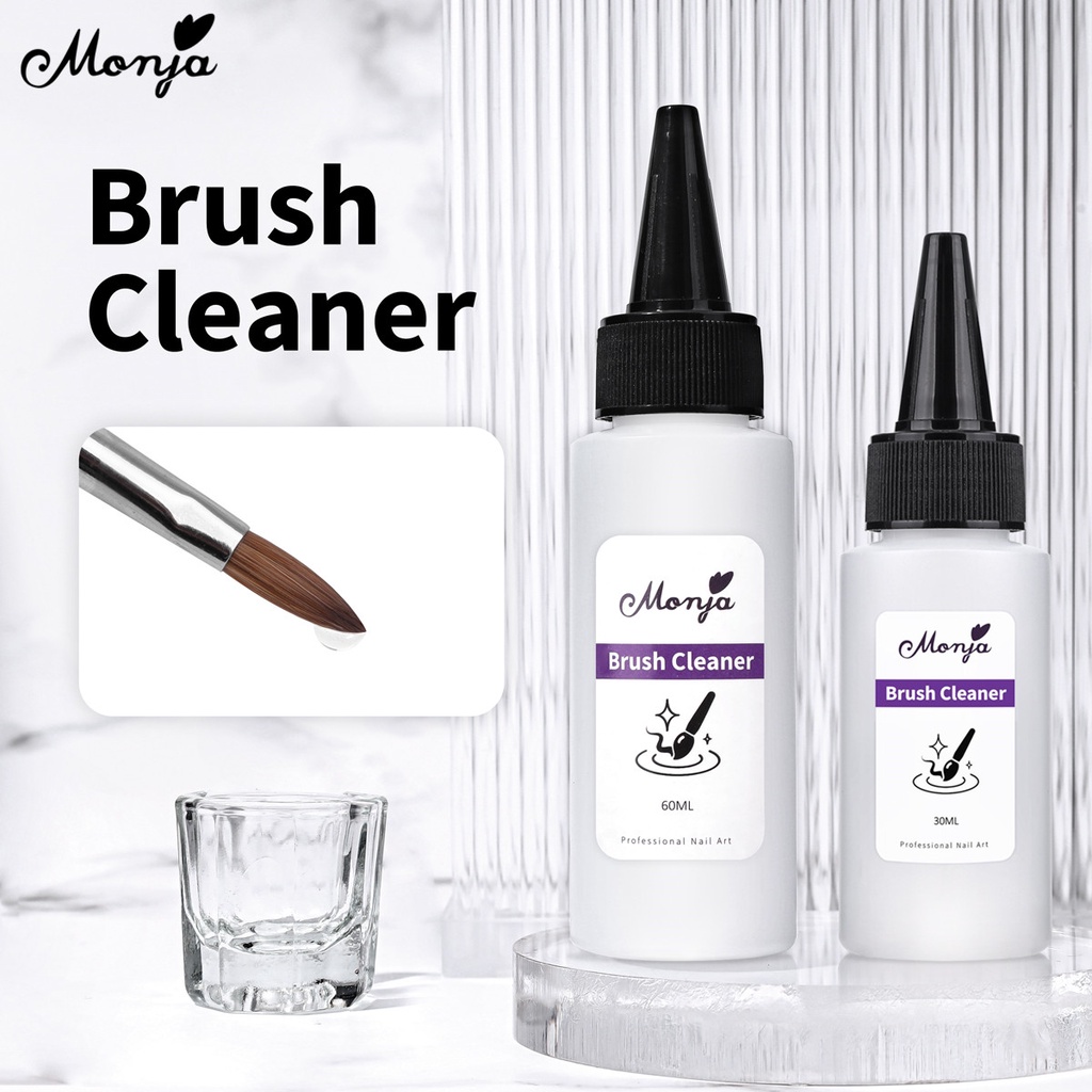 Monja 30/60ml Nail Brush Cleanser Liquid Remover Acrylic UV Gel Polish ...