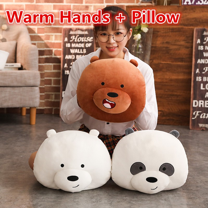 Lovely We Bare Bears Pillow Soft Warmer Hand Warm Stuffed Plush