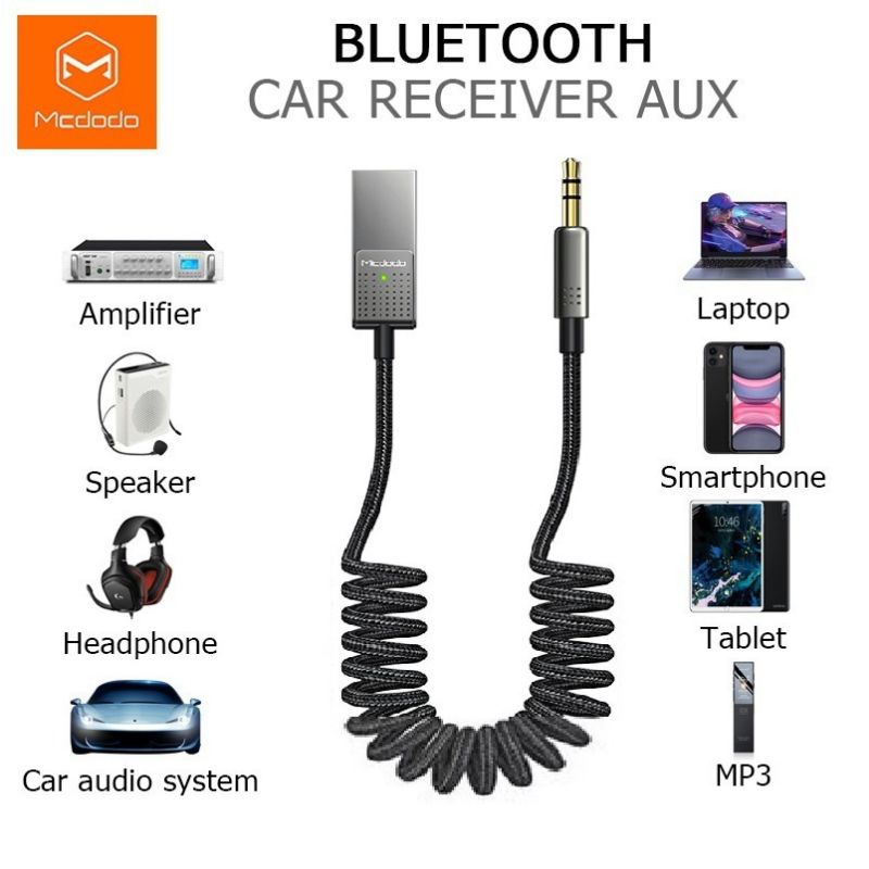 🇲🇾Mcdodo Ca8700 Car Wireless Audio Receiver Bluetooth 5.1 Aux 3.5mm