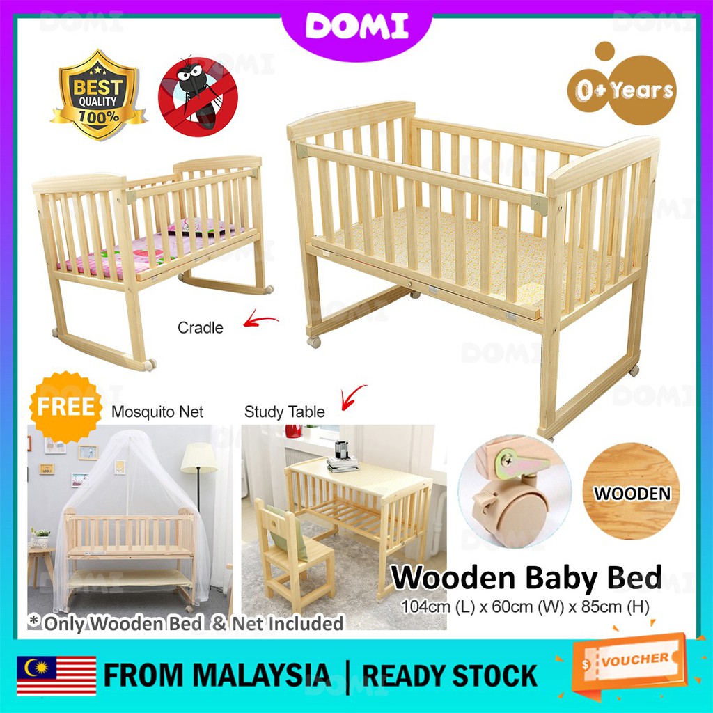 DOMI Wooden New Born Baby Kid Study Book Table Cot Nursery Bassinet Bed ...