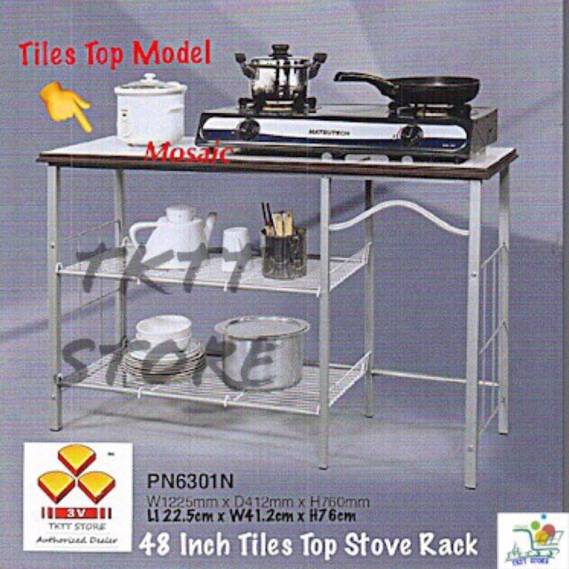 TKTT 3V Tile Top Powder Coated Metal Stove Rack Mosaic Top Multipurpose ...