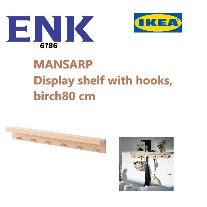 Ikea MANSARP Display shelf with hooks, birch ,80 cm Shopee Malaysia