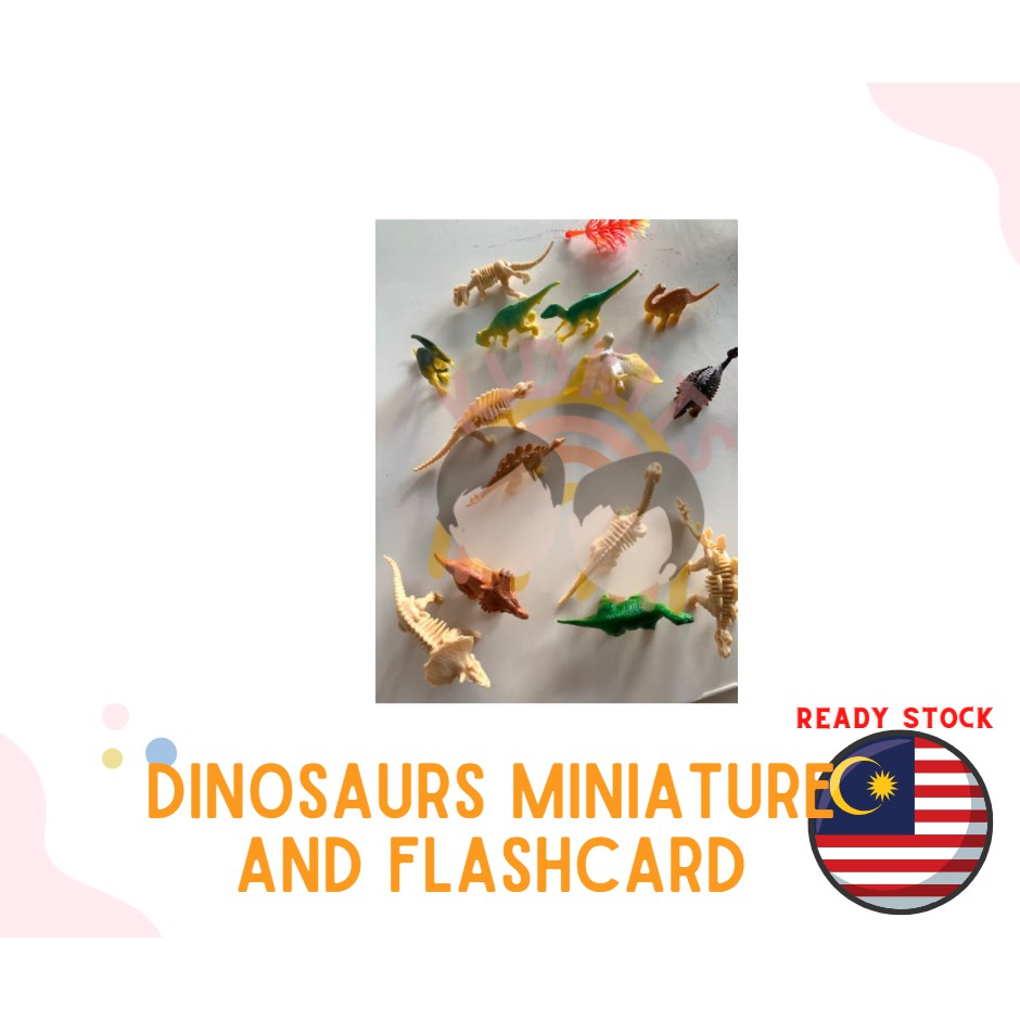 Montessori Educational Miniature 12 model dinosaurs and 6 fossil toys ...