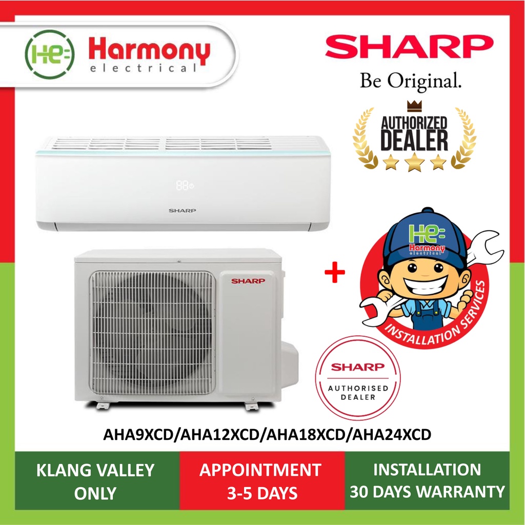 3 STAR (FREE DELIVERY KL) SHARP 1.5hp R32 Non Inverter Air Cond
