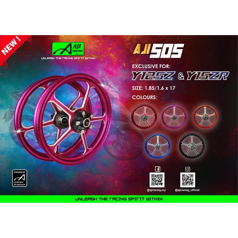 SPORT RIM AJI RACING FG505 CUSTOM HUB Y15ZR 1.60/1.60x17 | Shopee Malaysia