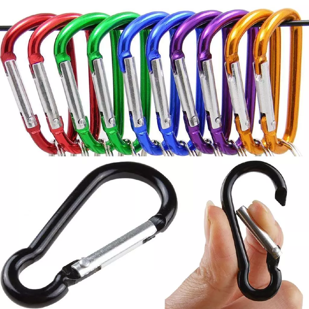 10PCS Small Stainless Steel Carabiner Clip Carabina Clips Heavy Duty Snap- Hooks