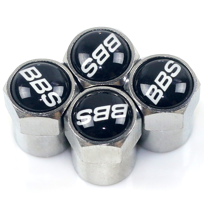 4x Silver Metal Car Wheel Tire Air Valve Caps Stem Cover with Car Logo