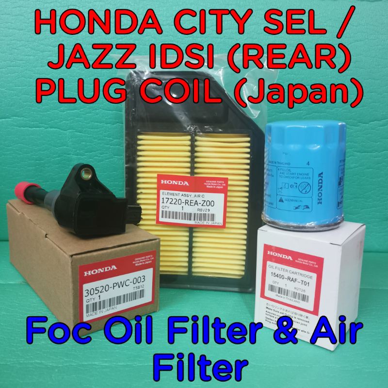 HONDA CITY SEL / JAZZ IDSI (REAR) PLUG COIL FOC AIR FILTER & OIL FILTER ...