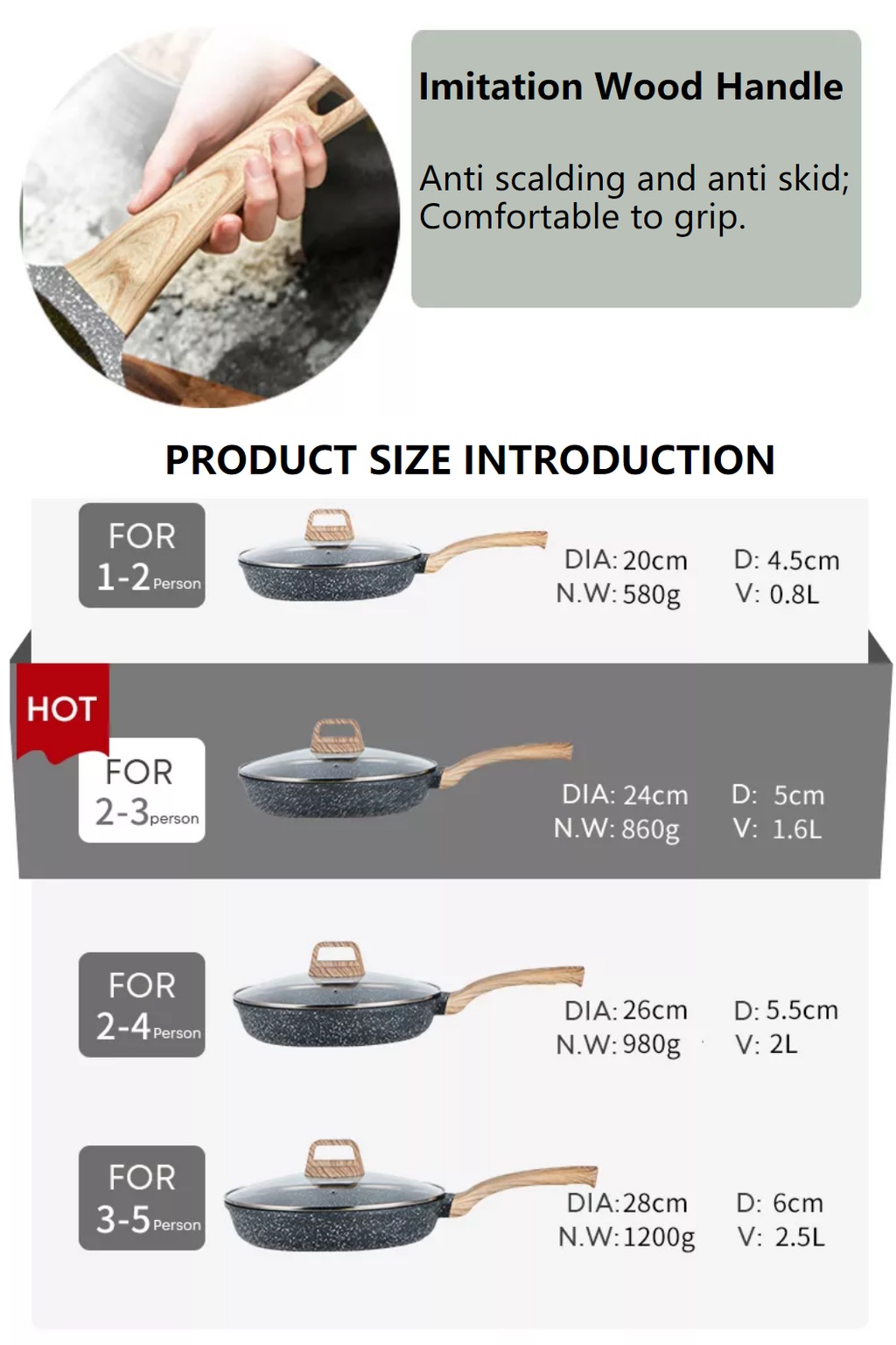 Ecowin Cookware Wok Forest series Mainfan Stone Coating Frying Pan