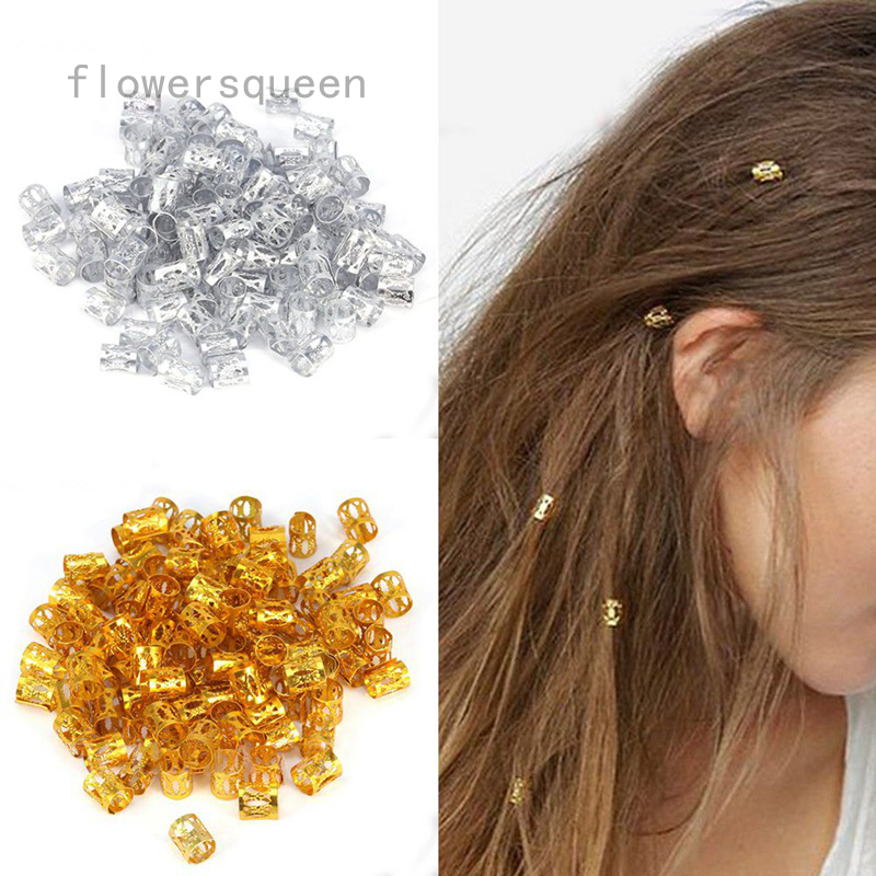 100PCS DIY Women Girls Dreadlocks Beads Braided Hair Rings Accessories Clip  Pins
