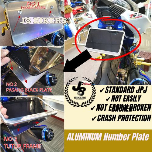 ALUMINUM Number Plate Motor HONDA YAMAHA Flexible Universal R15 RS150 ...