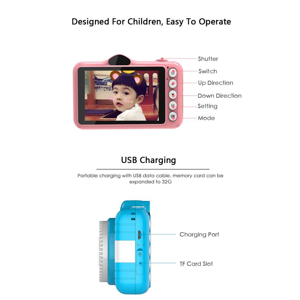 X600 Kids Digital Camera 3.5 Inch Color Screen Children Mini Cute ...