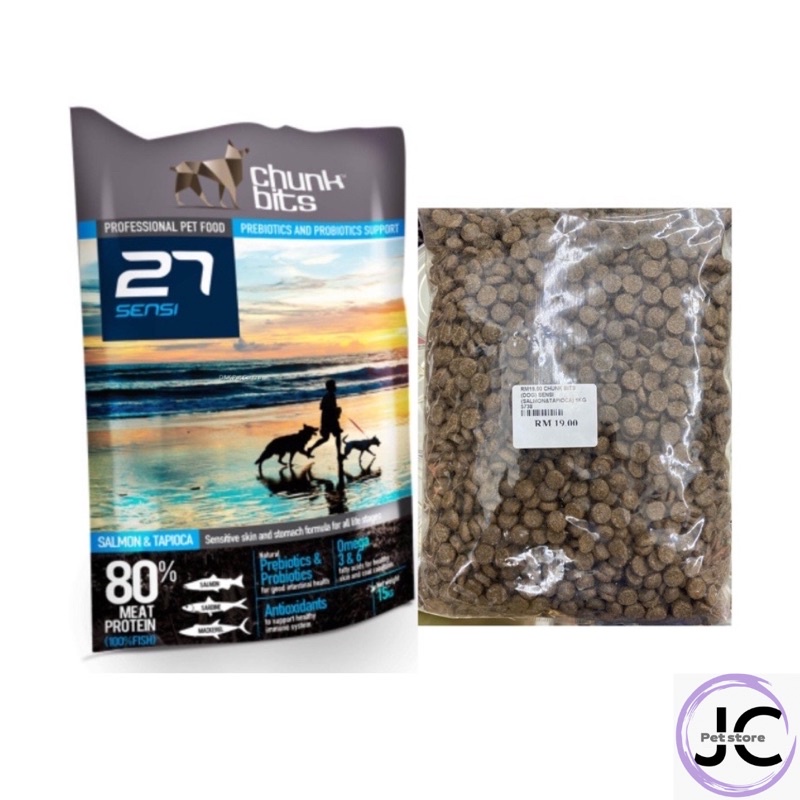 Curated visual reference: Chunk Bits Sensi 27 Salmon Tapioca Dog Dry Food Makanan Photo Inspiration