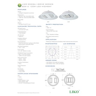 LIKO LED High Bay 80W / 120W Daylight 5700K [ OMEGA I-DRIVE ] NIKKON ...