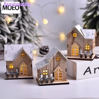 (Beautyoufeel) Christmas LED Light Wooden House Luminous  Christmas Decorations Kids Gift