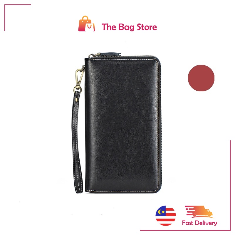Le Voue Women Large Capacity Polyester PU Leather Bifold Long Zipper ...