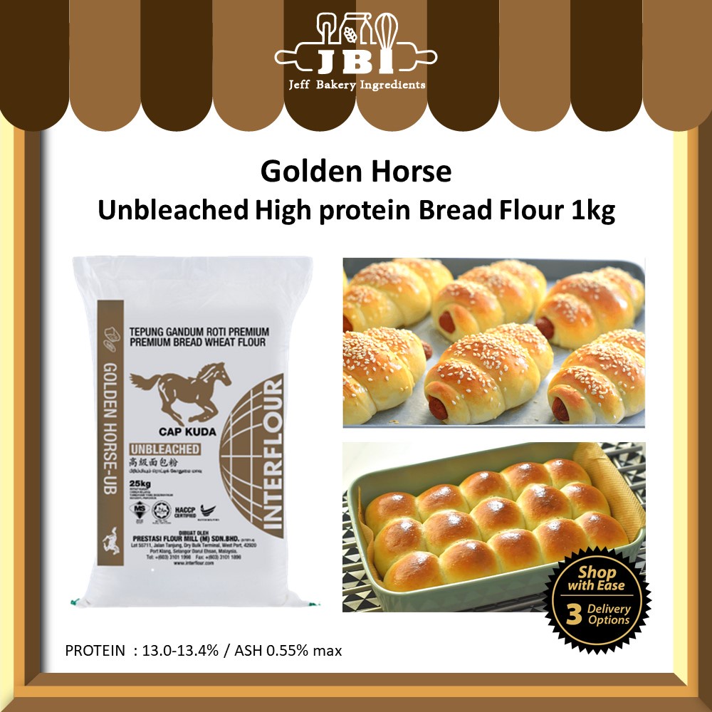 (Golden horse) High Protein Flour / Bread Flour / Tepung Roti 高筋面粉 1kg