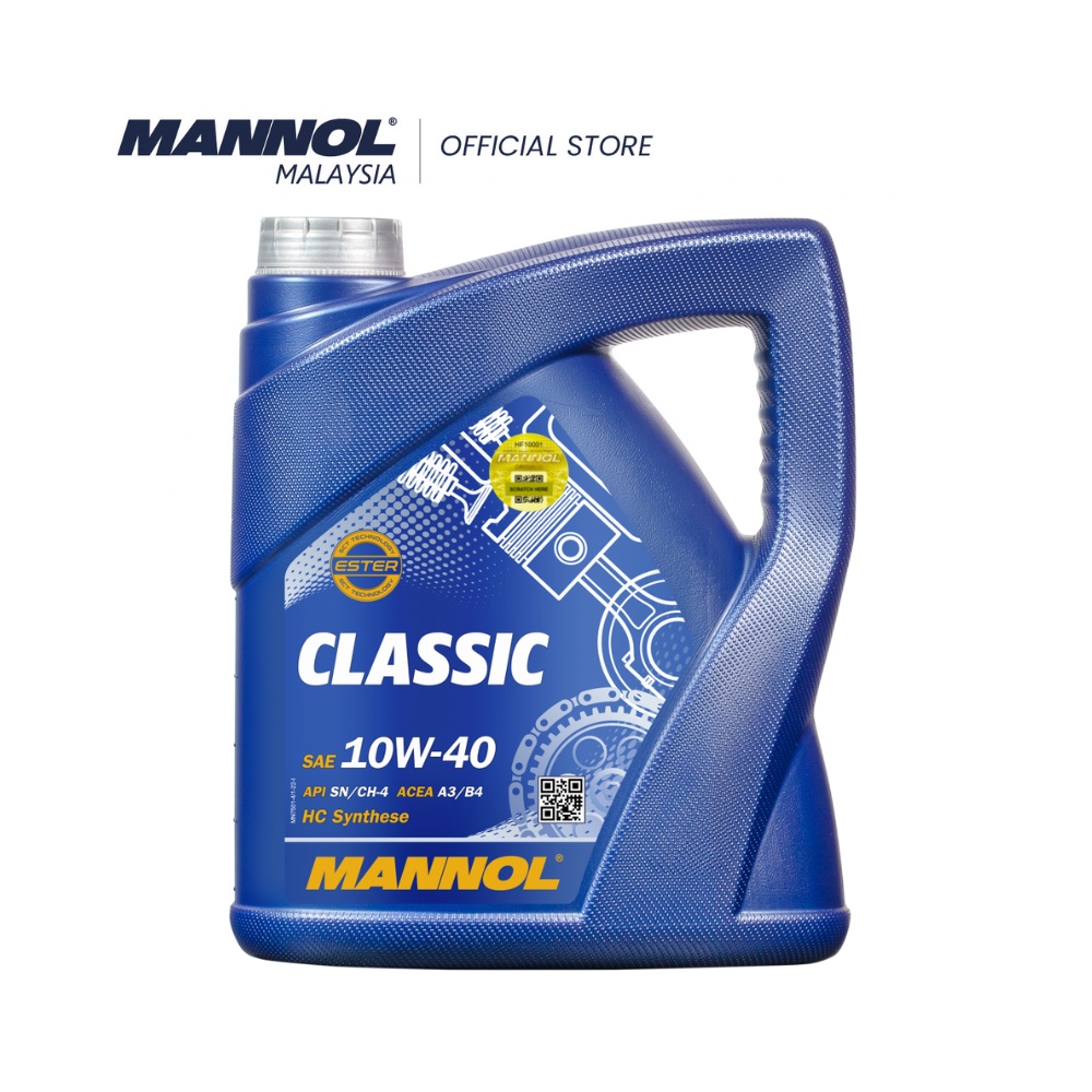 MANNOL Classic 10W-40 Motoröl – 4x1 Liter, HC-Synthese, API SN/SM/CF – Für Otto- Und Dieselmotoren