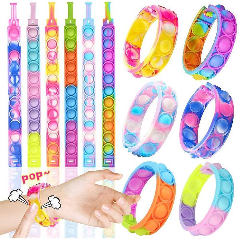 Pop It Wristband Fidget Toys Push Its Bubble Dimple Bracelets Toys ...