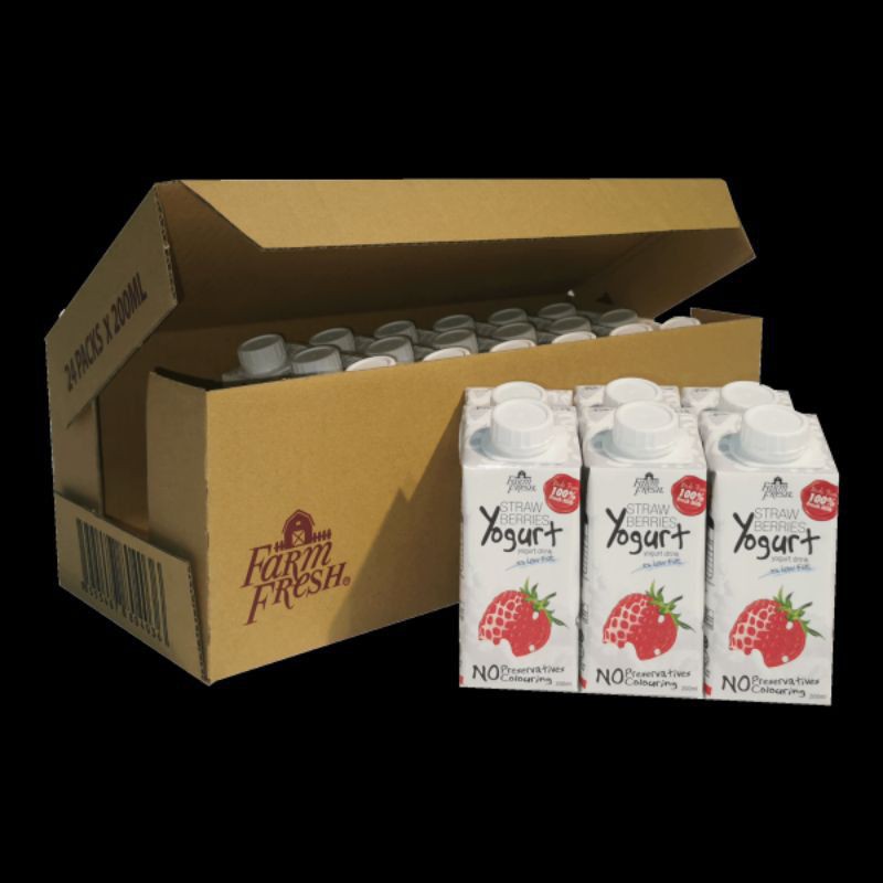 💯READY STOCK FARM FRESH UHT STRAWBERRY YOGURT DRINK 24X200ML Shopee