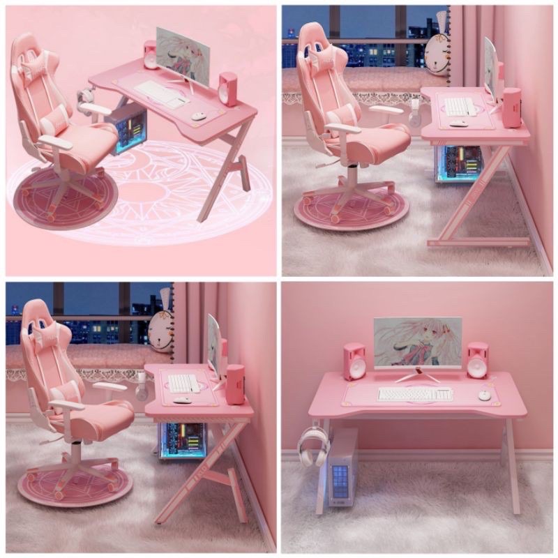 🔥READY STOK🔥 [the noob gamers] PINK GAMING TABLE / SHAPE GAMING TABLE ...