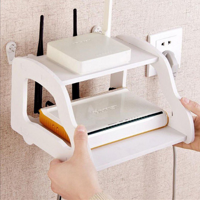 WiFi Router Rack TV Set-Top Box Floating Shelf Rak Penghala Wifi ...