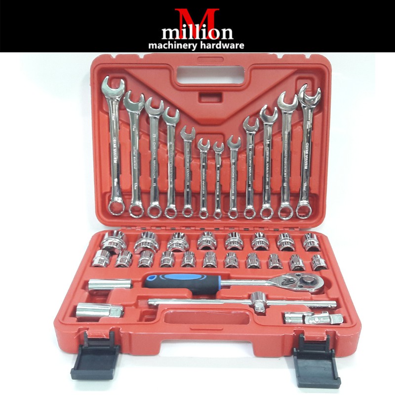 Millionhardware 37pcs Socket Tool Ratchet Driver Combination Wrench Set Shopee Malaysia