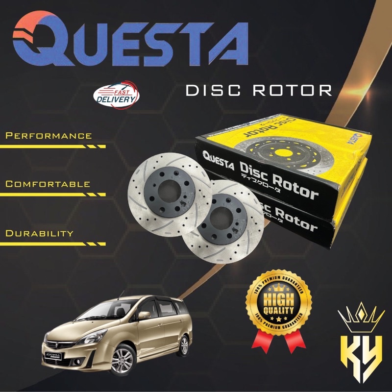 QUESTA SPORT BRAKE DISC ROTOR PROTON EXORA NON TURBO, EXORA BOLD TURBO ...
