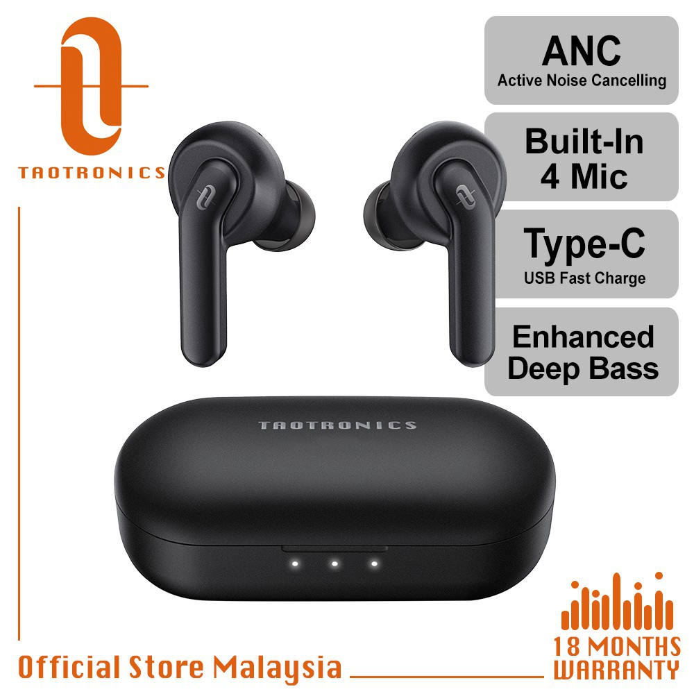 TaoTronics Purecore ANC BH1003 IEM ANC Wireless Earbuds Enhanced Deep Bass ANC TWS Active Noise Cancelling Bluetooth Ear