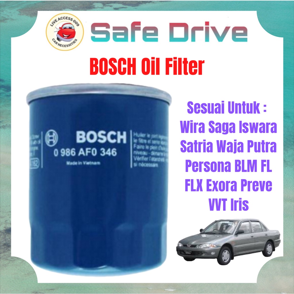 Bosch Oil Filter 0986AF0346 for Proton Wira / Satria / Waja / Putra /  Persona / Saga / FL / FLX / Exora / Preve - auto2u